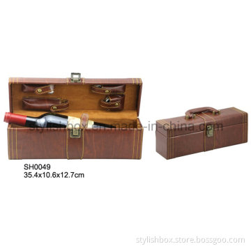 Antique Brown Single Wine Bottle Box (SH0049)